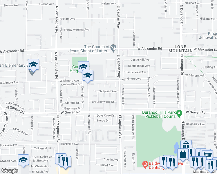 map of restaurants, bars, coffee shops, grocery stores, and more near 3739 Rabbit Hollow Court in Las Vegas