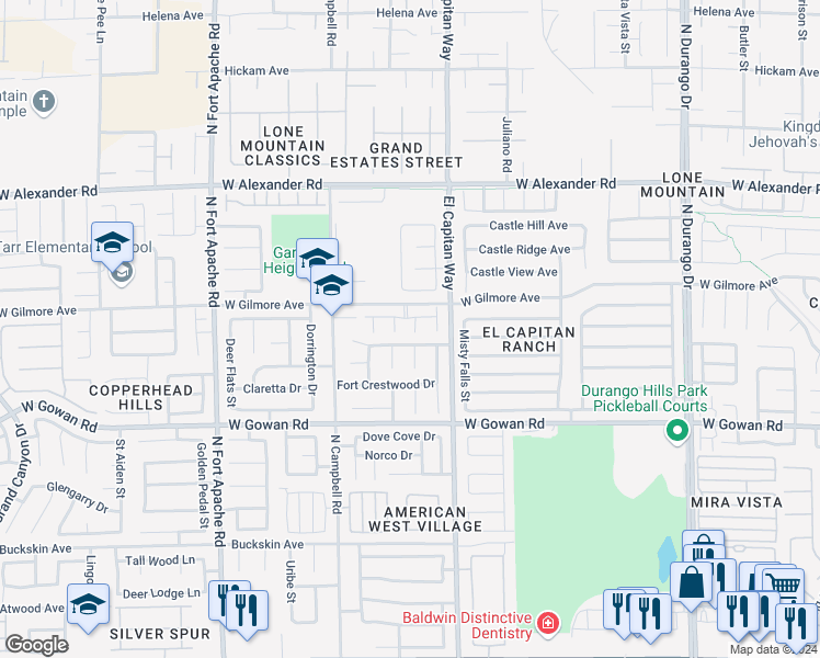 map of restaurants, bars, coffee shops, grocery stores, and more near 3739 Rabbit Hollow Court in Las Vegas