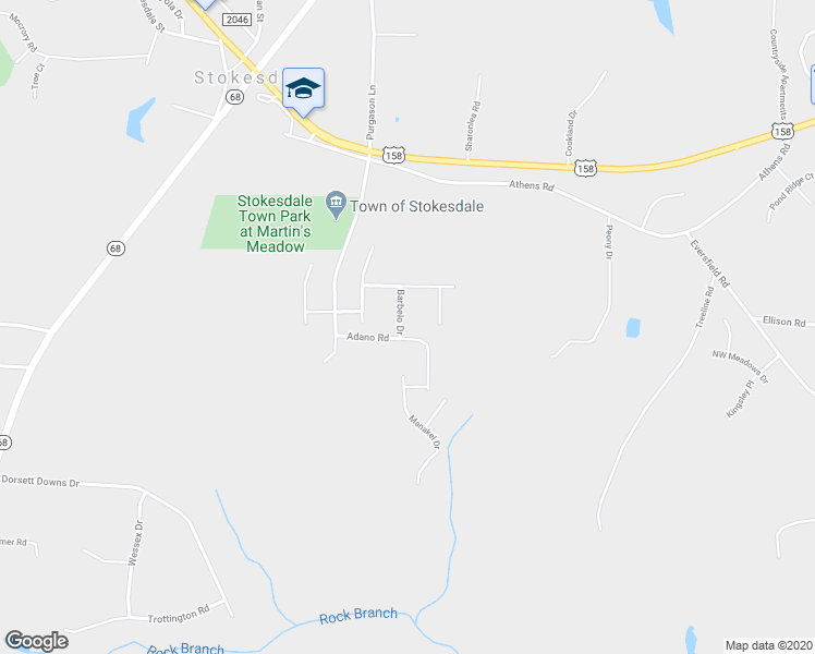 map of restaurants, bars, coffee shops, grocery stores, and more near 8200 Barbelo Drive in Stokesdale