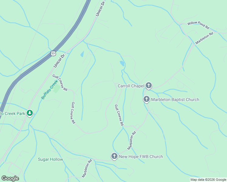 map of restaurants, bars, coffee shops, grocery stores, and more near 343 Golf Course Road in Unicoi