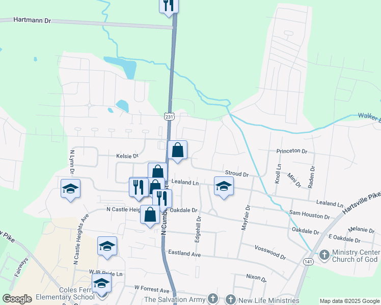 map of restaurants, bars, coffee shops, grocery stores, and more near 7038 Berkswell Drive in Lebanon