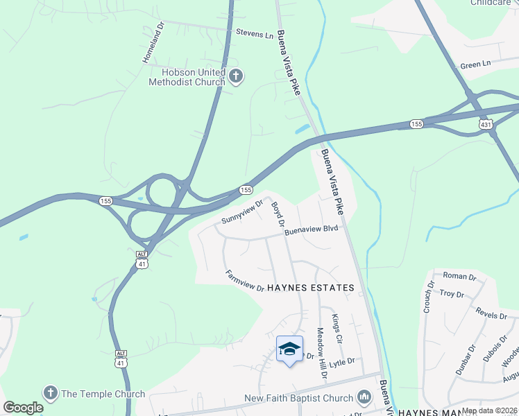 map of restaurants, bars, coffee shops, grocery stores, and more near 2996 Sunnyview Drive in Nashville