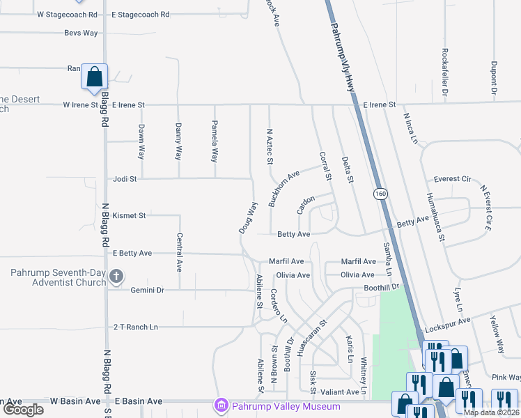 map of restaurants, bars, coffee shops, grocery stores, and more near in Pahrump
