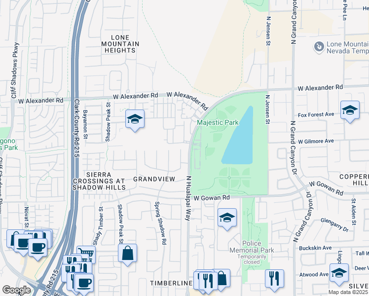 map of restaurants, bars, coffee shops, grocery stores, and more near 3734 John Bailey Street in Las Vegas