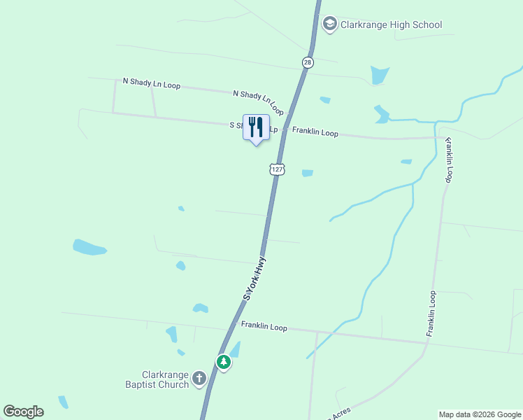 map of restaurants, bars, coffee shops, grocery stores, and more near 6048 South York Highway in Clarkrange