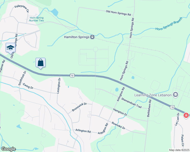 map of restaurants, bars, coffee shops, grocery stores, and more near 2801 Lebanon Road in Lebanon