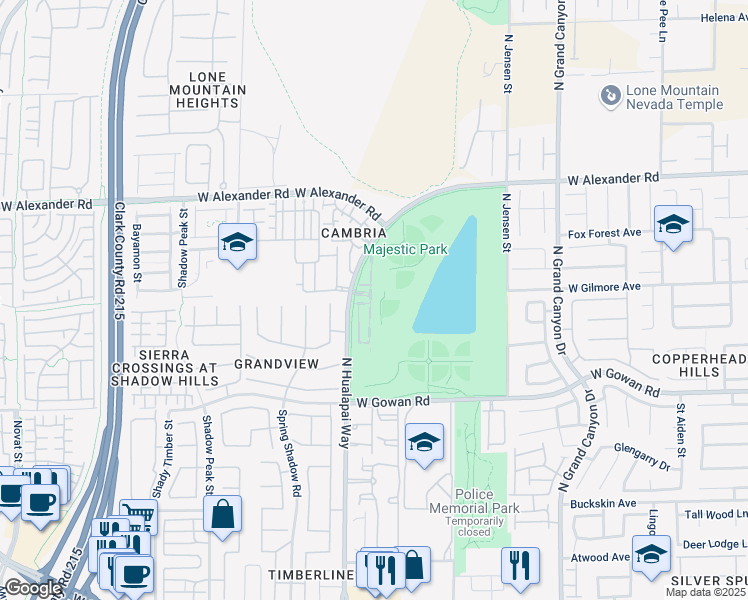 map of restaurants, bars, coffee shops, grocery stores, and more near 3804 Enchanted Sky Street in Las Vegas