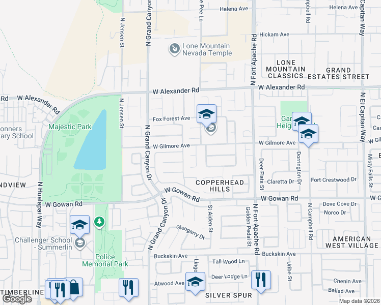 map of restaurants, bars, coffee shops, grocery stores, and more near 9520 Washita Court in Las Vegas