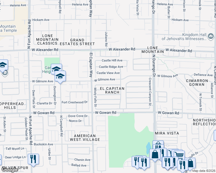map of restaurants, bars, coffee shops, grocery stores, and more near in Las Vegas