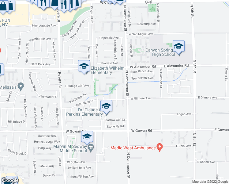 map of restaurants, bars, coffee shops, grocery stores, and more near 3825 Sorrowing Sparrow Court in North Las Vegas