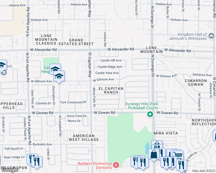 map of restaurants, bars, coffee shops, grocery stores, and more near 8737 Autumn Valley Avenue in Las Vegas