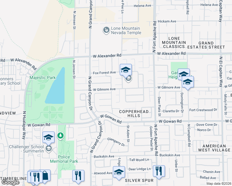 map of restaurants, bars, coffee shops, grocery stores, and more near 9520 Washita Court in Las Vegas