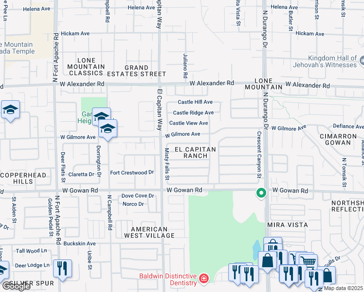 map of restaurants, bars, coffee shops, grocery stores, and more near 8768 Autumn Valley Avenue in Las Vegas
