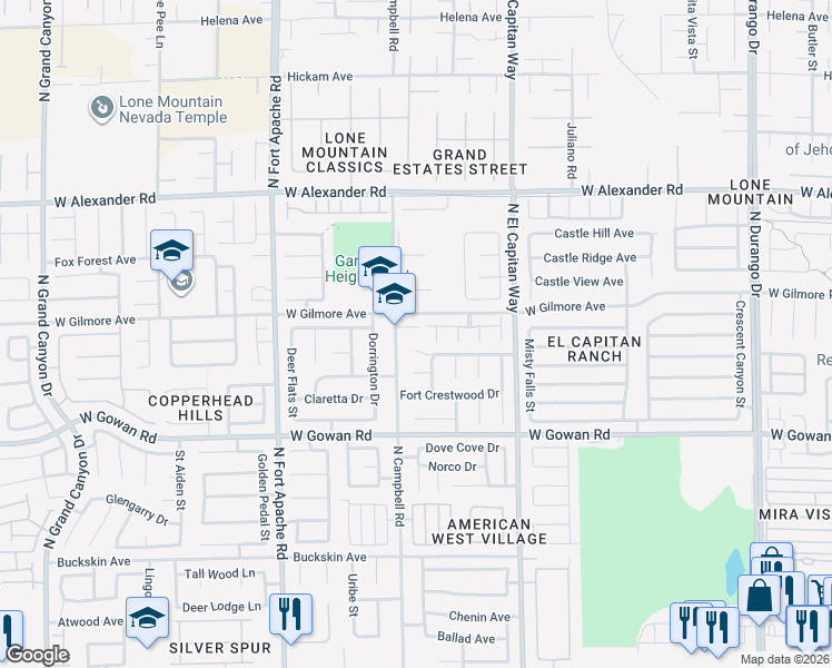 map of restaurants, bars, coffee shops, grocery stores, and more near 8978 Sidebrook Court in Las Vegas