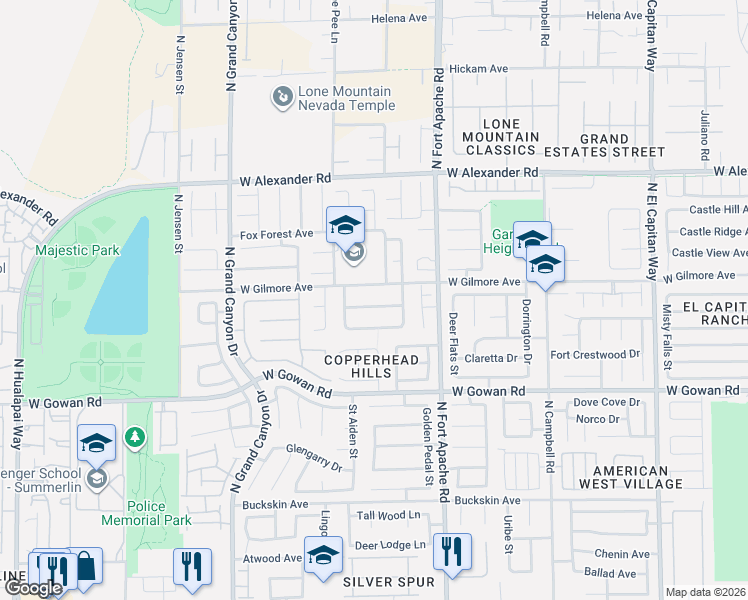 map of restaurants, bars, coffee shops, grocery stores, and more near 9413 West Gilmore Avenue in Las Vegas