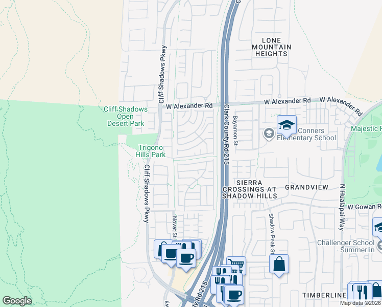 map of restaurants, bars, coffee shops, grocery stores, and more near 10635 Gibbous Moon Drive in Las Vegas