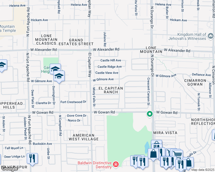 map of restaurants, bars, coffee shops, grocery stores, and more near 8737 Autumn Valley Avenue in Las Vegas