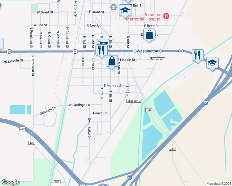 map of restaurants, bars, coffee shops, grocery stores, and more near East McKinley Street in Hayti