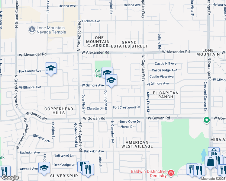 map of restaurants, bars, coffee shops, grocery stores, and more near 8995 Sidebrook Court in Las Vegas