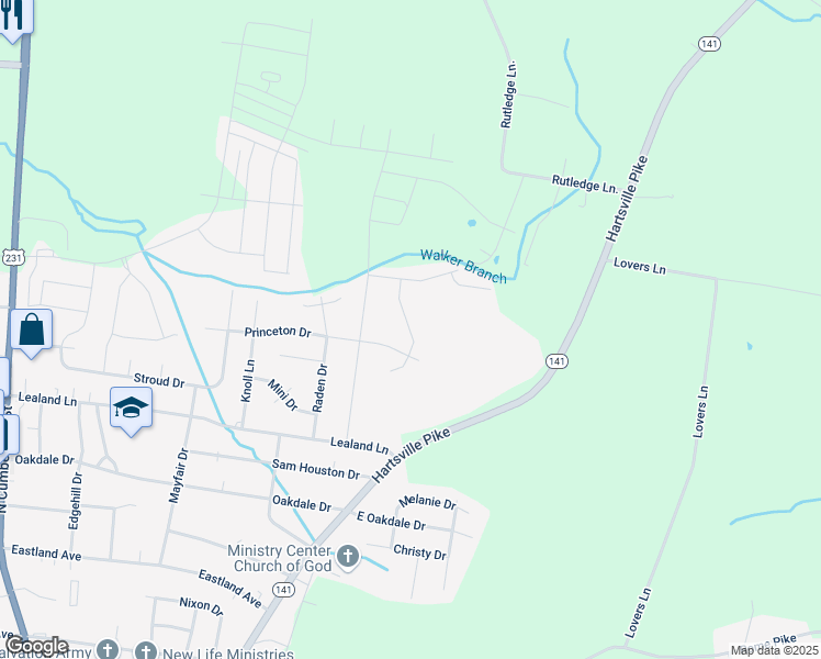 map of restaurants, bars, coffee shops, grocery stores, and more near 1408 Allison Drive in Lebanon