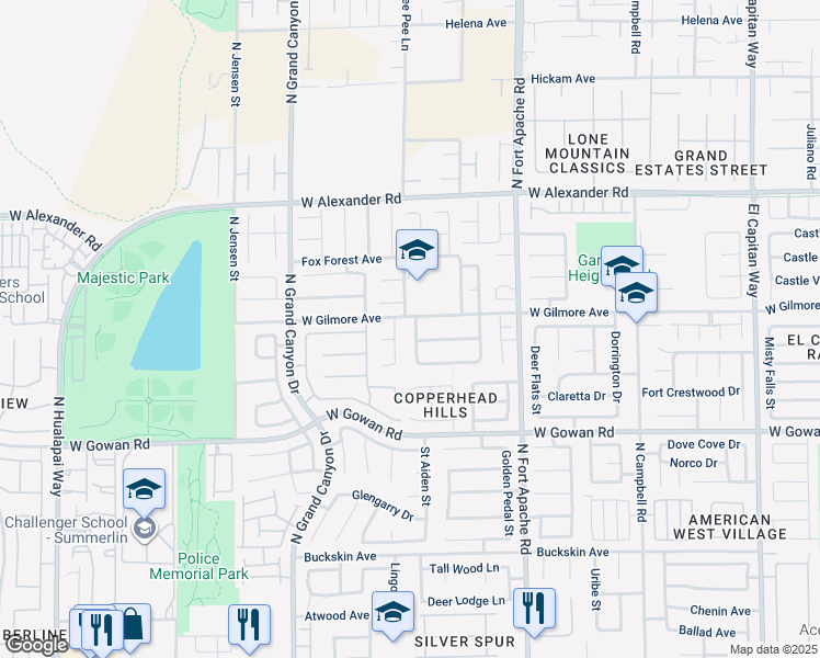 map of restaurants, bars, coffee shops, grocery stores, and more near 3737 Ocean Waters Street in Las Vegas