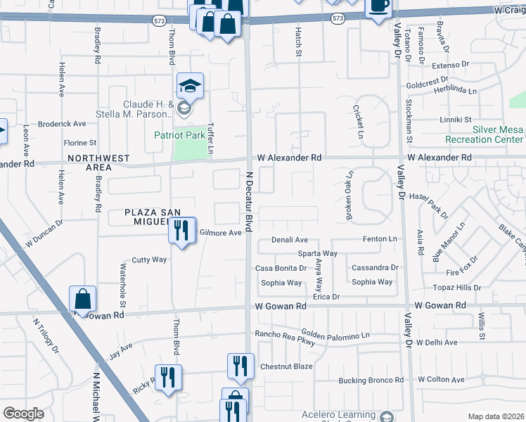 map of restaurants, bars, coffee shops, grocery stores, and more near 4713 Imperial Beach Avenue in North Las Vegas