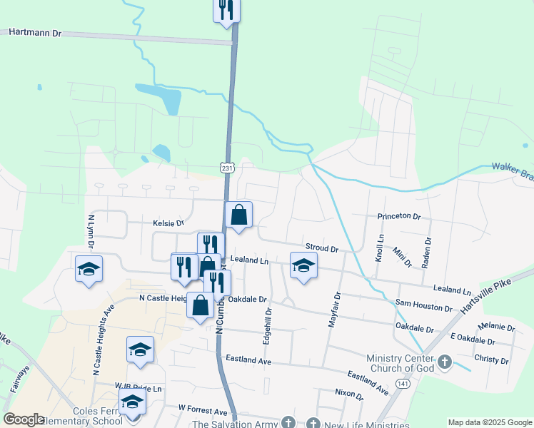 map of restaurants, bars, coffee shops, grocery stores, and more near 7038 Berkswell Drive in Lebanon