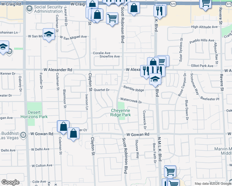 map of restaurants, bars, coffee shops, grocery stores, and more near 3831 Orchard Grove Court in North Las Vegas