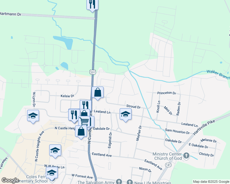map of restaurants, bars, coffee shops, grocery stores, and more near 7038 Berkswell Drive in Lebanon