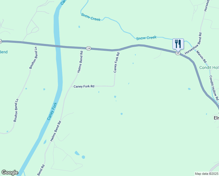 map of restaurants, bars, coffee shops, grocery stores, and more near 30 Caney Fork Road in Carthage