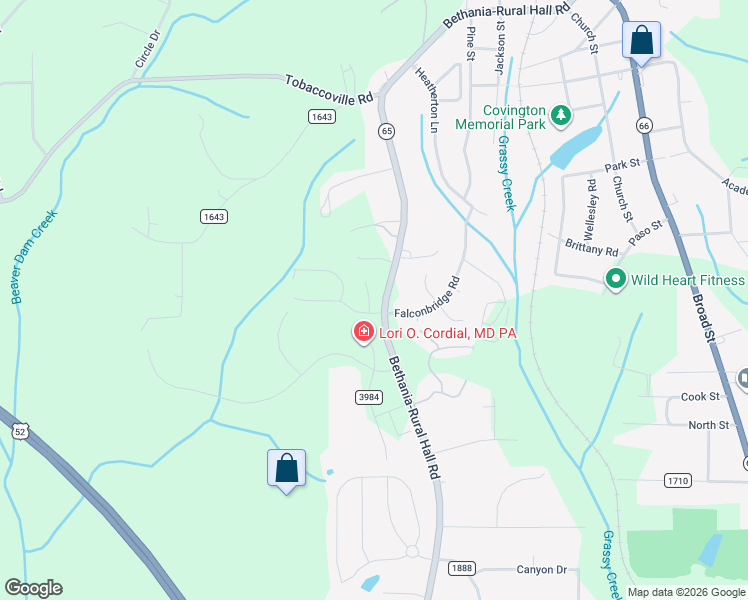 map of restaurants, bars, coffee shops, grocery stores, and more near 685 Spruce Garden Court in Rural Hall