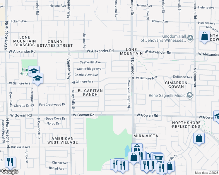 map of restaurants, bars, coffee shops, grocery stores, and more near 8624 Copper Mountain Avenue in Las Vegas