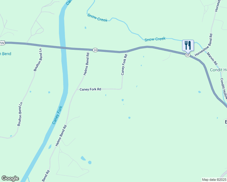 map of restaurants, bars, coffee shops, grocery stores, and more near 30 Caney Fork Road in Carthage