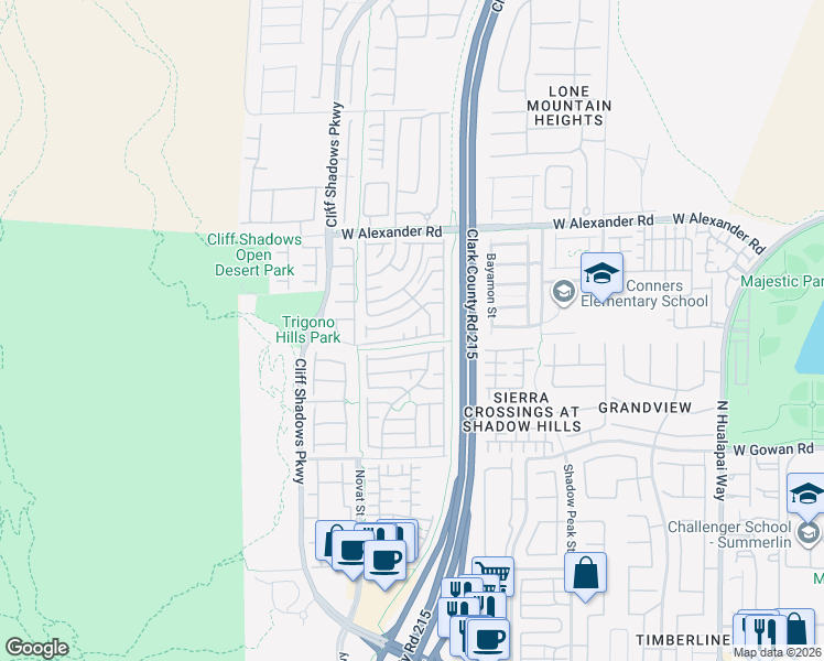 map of restaurants, bars, coffee shops, grocery stores, and more near 3815 North Fahrenheit Court in Las Vegas