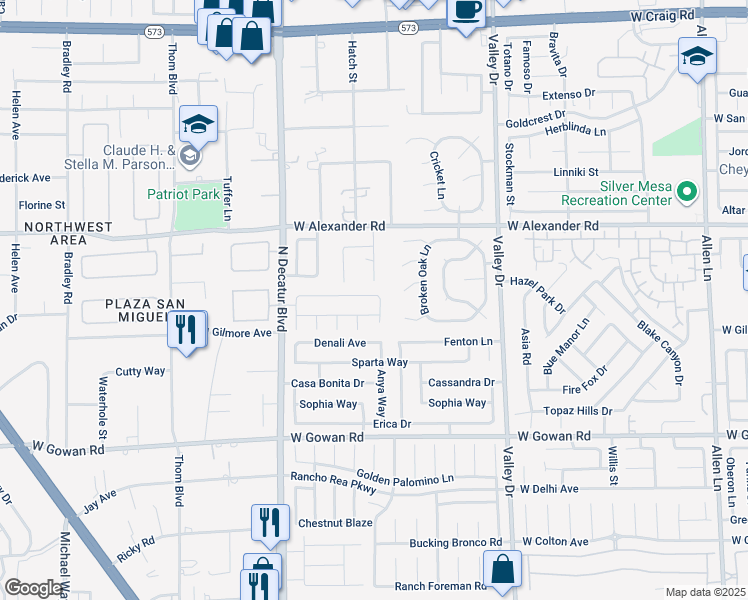 map of restaurants, bars, coffee shops, grocery stores, and more near 3825 Passionfruit Street in North Las Vegas