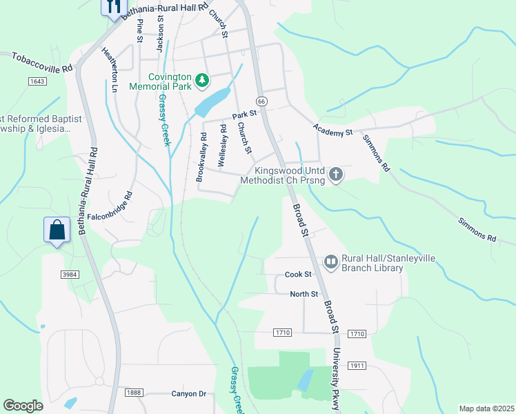 map of restaurants, bars, coffee shops, grocery stores, and more near 7430 Broad Street in Rural Hall