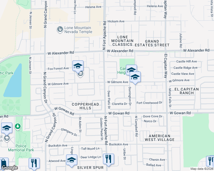 map of restaurants, bars, coffee shops, grocery stores, and more near 3733 Deer Flats Street in Las Vegas