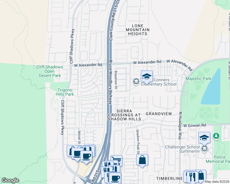map of restaurants, bars, coffee shops, grocery stores, and more near 10469 Chandra Avenue in Las Vegas