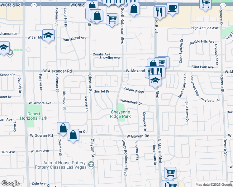 map of restaurants, bars, coffee shops, grocery stores, and more near 3858 Chopin Court in North Las Vegas