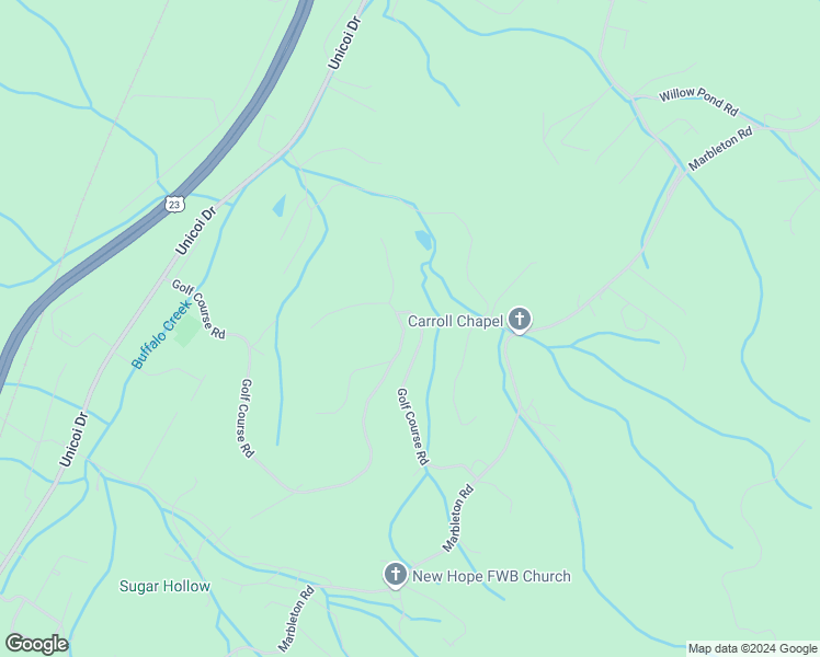map of restaurants, bars, coffee shops, grocery stores, and more near 346 Golf Course Road in Unicoi