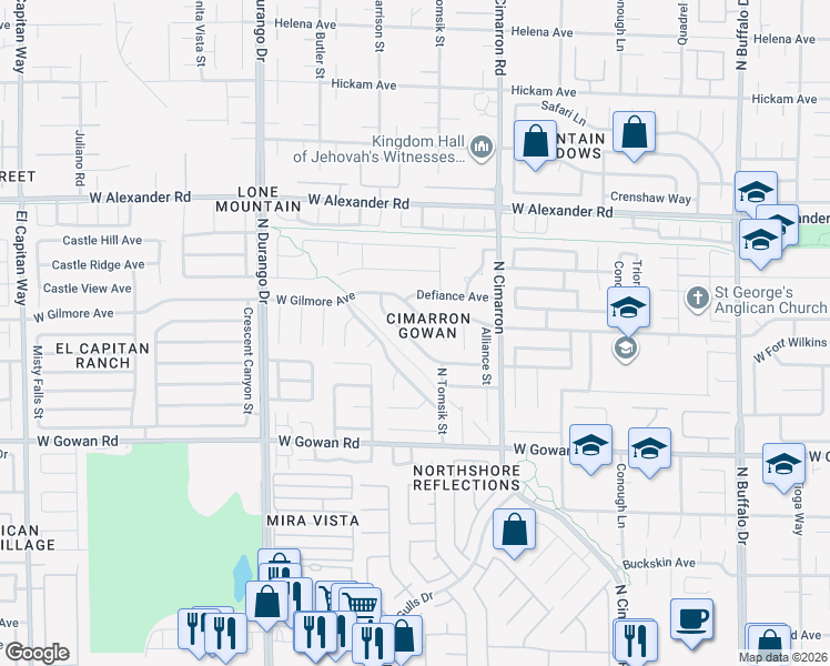 map of restaurants, bars, coffee shops, grocery stores, and more near 3772 Bossa Nova Drive in Las Vegas