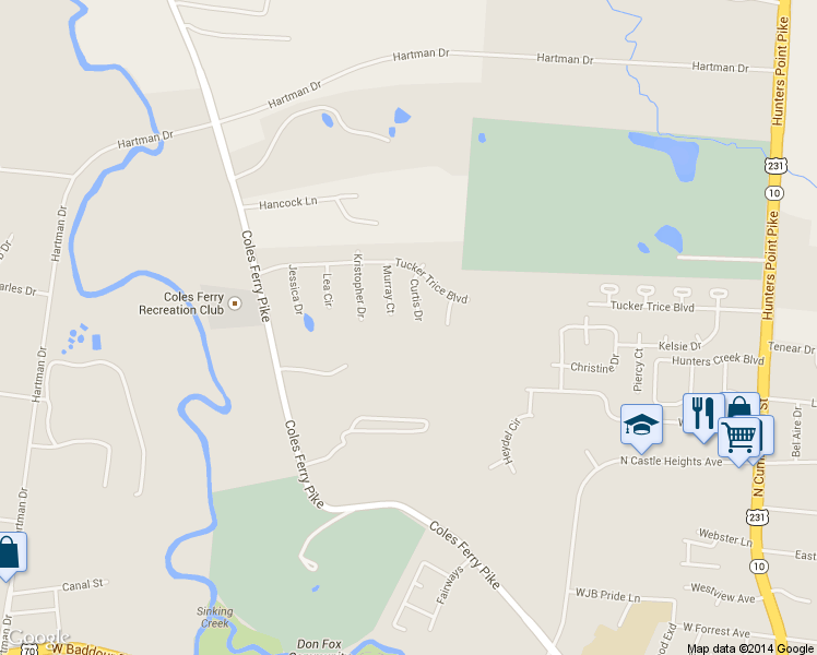 map of restaurants, bars, coffee shops, grocery stores, and more near 1216 Curtis Drive in Lebanon