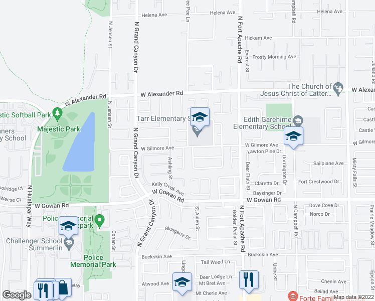 map of restaurants, bars, coffee shops, grocery stores, and more near 9501 West Gilmore Avenue in Las Vegas