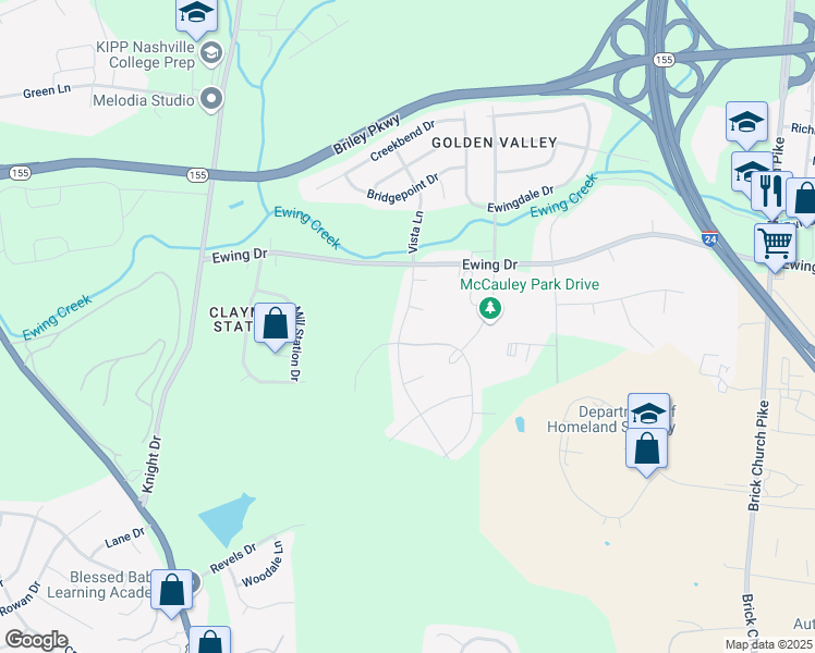 map of restaurants, bars, coffee shops, grocery stores, and more near 2809 Vista Lane in Nashville