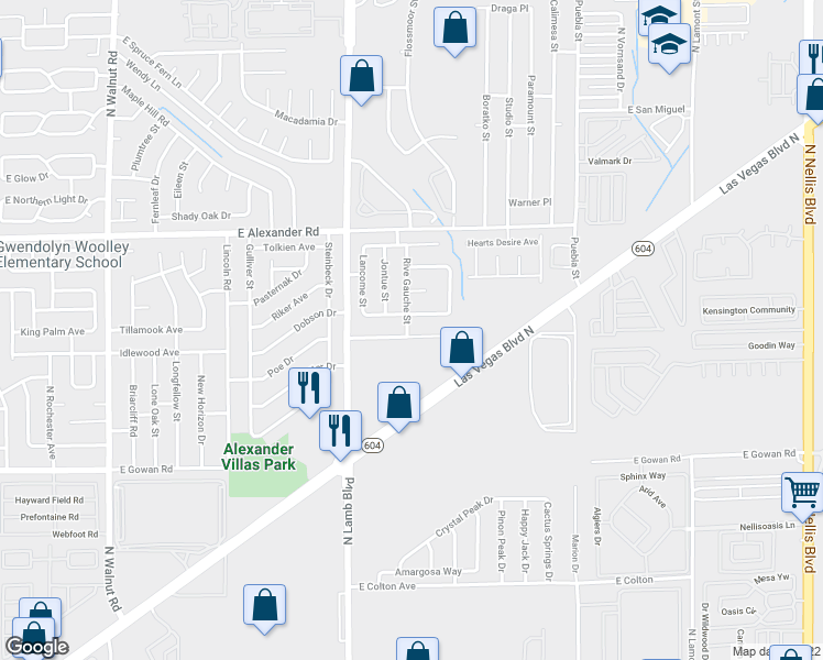 map of restaurants, bars, coffee shops, grocery stores, and more near 4420 Faberge Avenue in Las Vegas