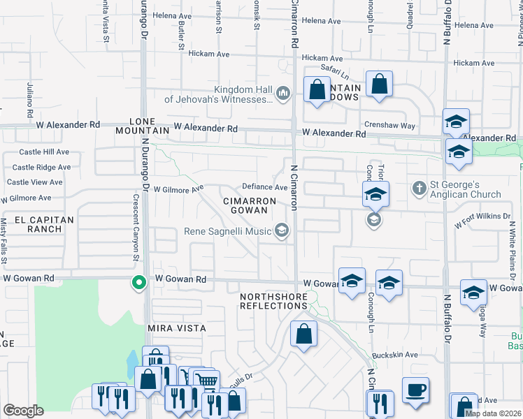 map of restaurants, bars, coffee shops, grocery stores, and more near 3724 Tiffin Court in Las Vegas