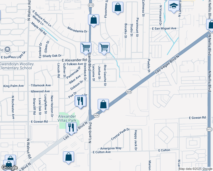 map of restaurants, bars, coffee shops, grocery stores, and more near 4420 Faberge Avenue in Las Vegas
