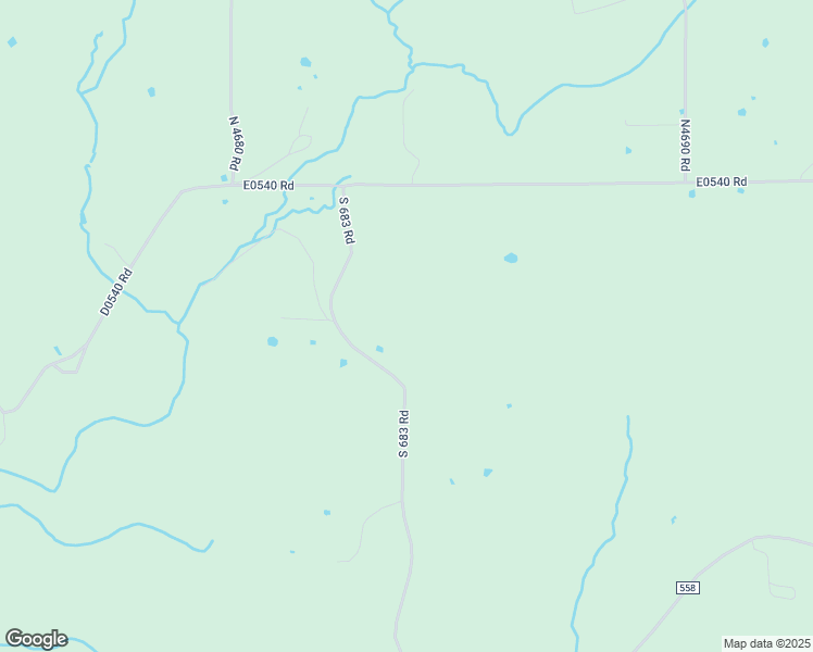 map of restaurants, bars, coffee shops, grocery stores, and more near 54308 South 683 Road in Colcord