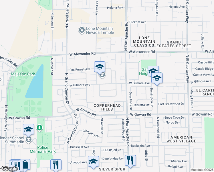 map of restaurants, bars, coffee shops, grocery stores, and more near 9413 West Gilmore Avenue in Las Vegas