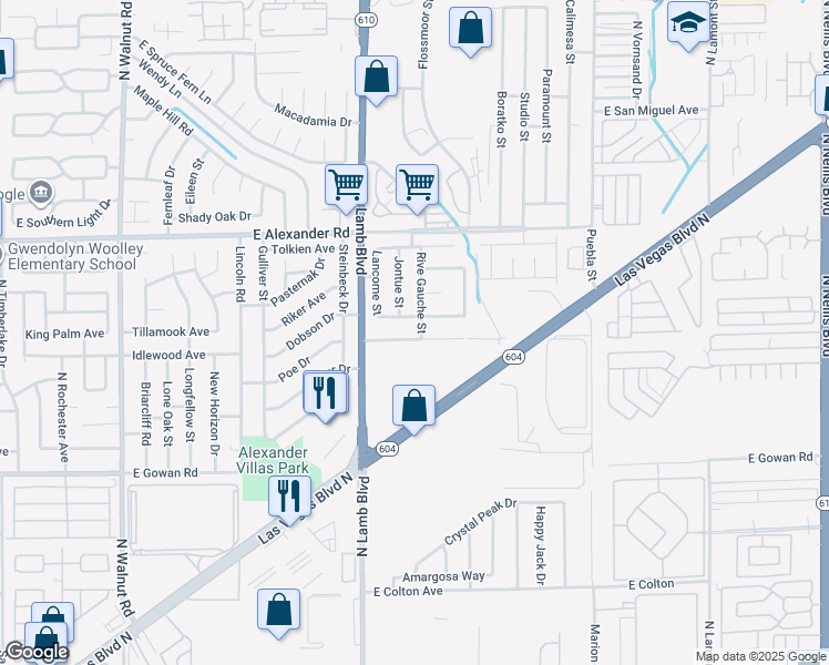 map of restaurants, bars, coffee shops, grocery stores, and more near 4390 Faberge Avenue in Las Vegas